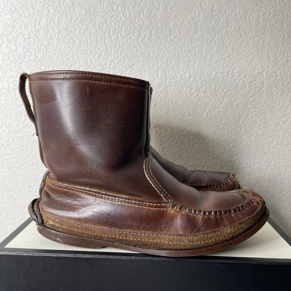 G.H. Bass & Co Wilton Brown Leather Boots Fur Pull On Men's Size 9 US‎